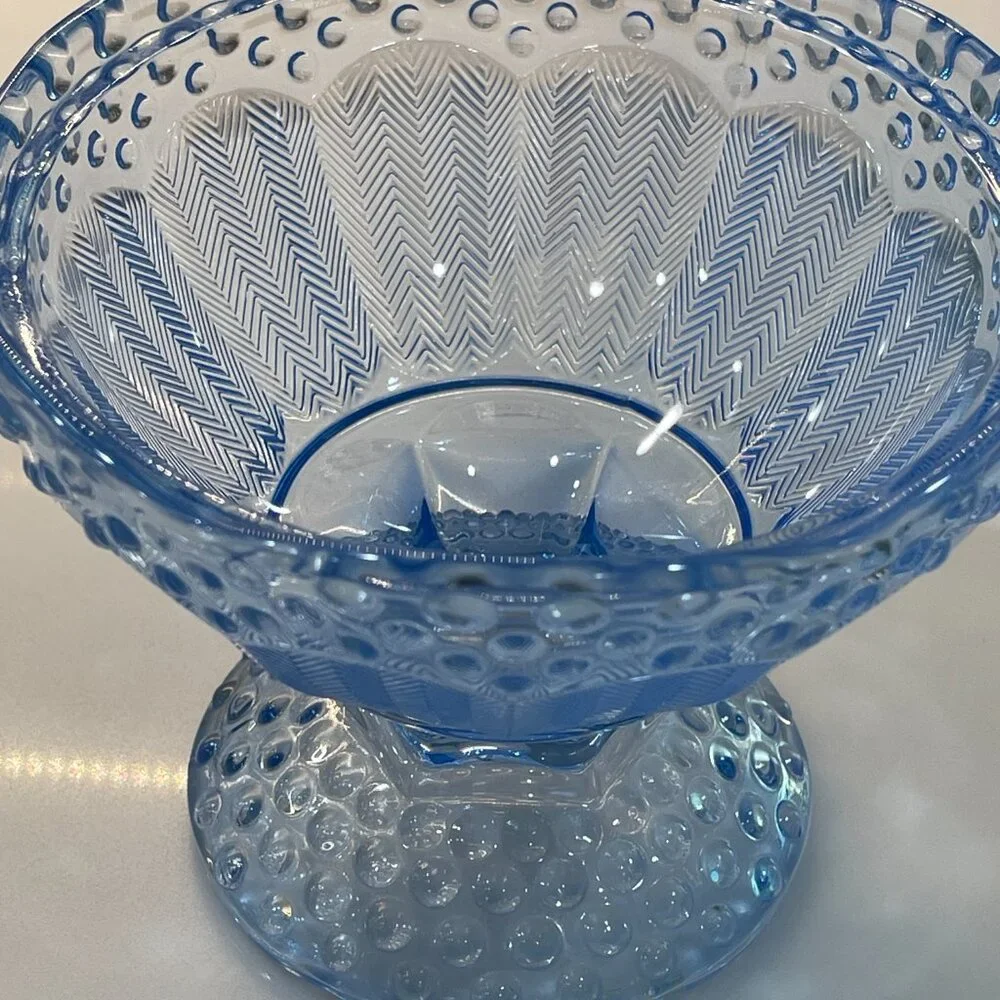 Gorham Crystal Blue Hobnail Egg Shaped Candy Dish - Picture 9 of 16